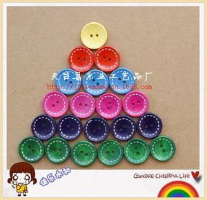 3cm彩绘碗型木扣 手工服饰辅料中的白搭之选